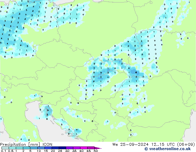 Precipitation ICON We 25.09.2024 15 UTC