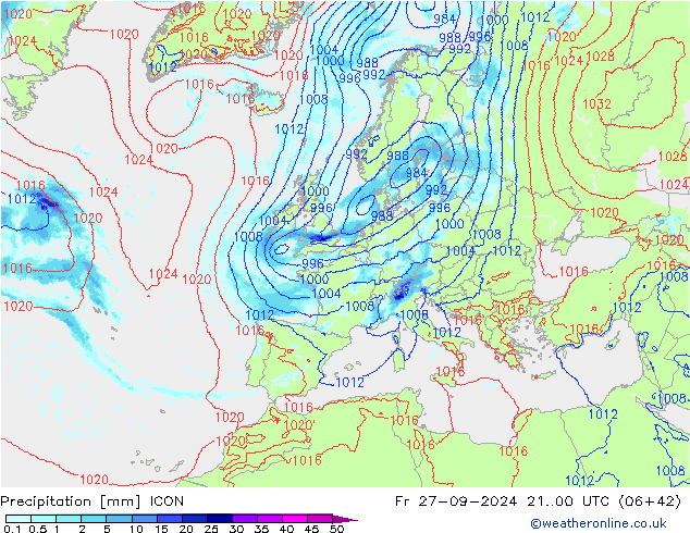 Precipitazione ICON ven 27.09.2024 00 UTC