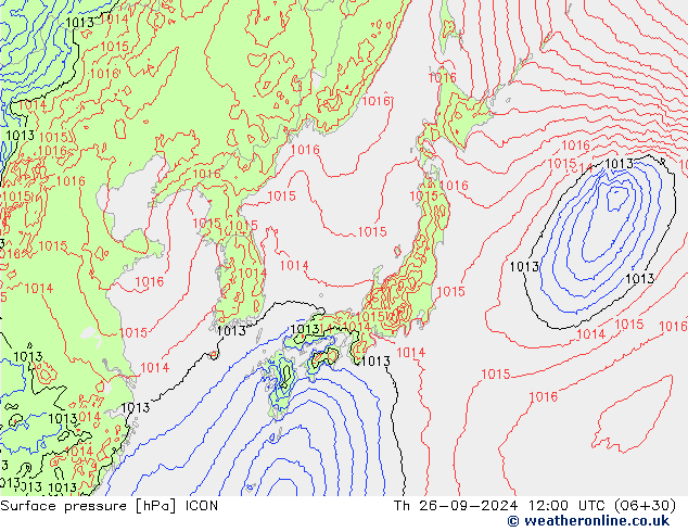 Yer basıncı ICON Per 26.09.2024 12 UTC