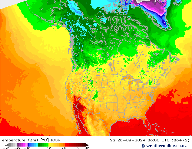 Temperature (2m) ICON Sa 28.09.2024 06 UTC