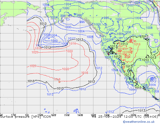 Surface pressure ICON We 25.09.2024 12 UTC