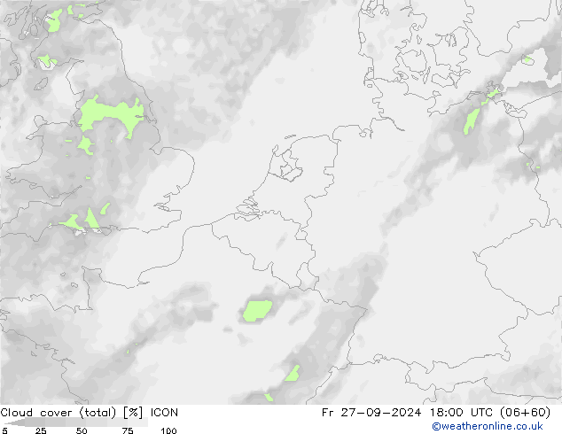 Wolken (gesamt) ICON Fr 27.09.2024 18 UTC