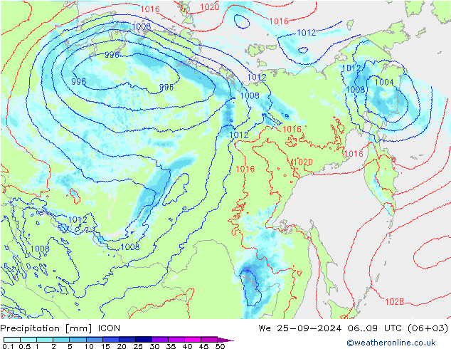 Precipitazione ICON mer 25.09.2024 09 UTC