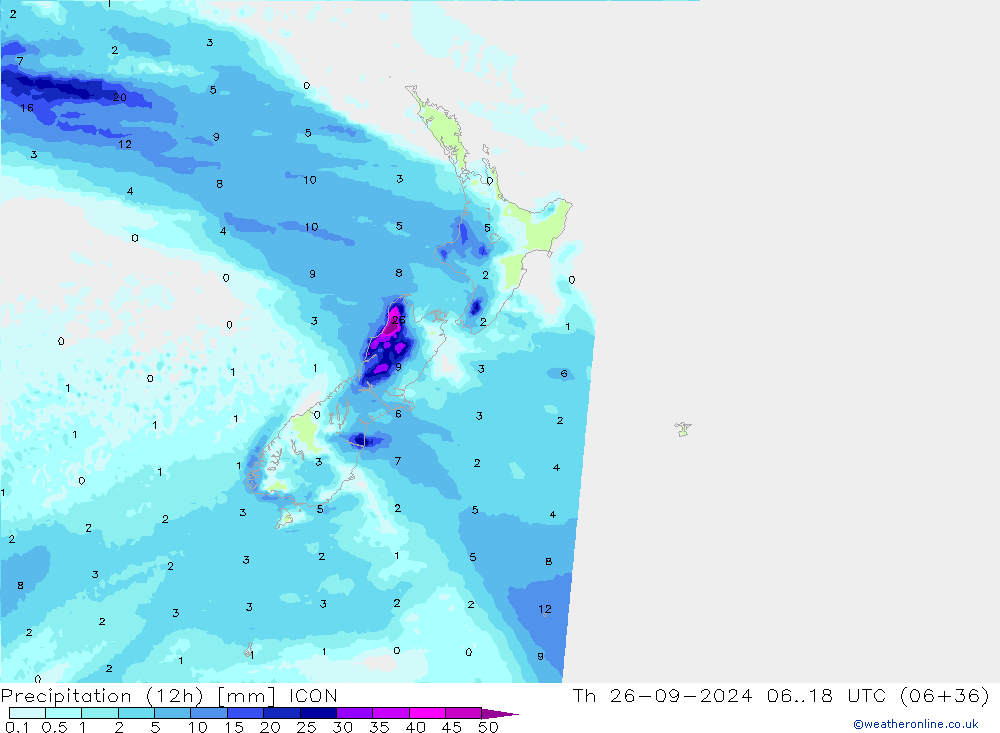 Précipitation (12h) ICON jeu 26.09.2024 18 UTC