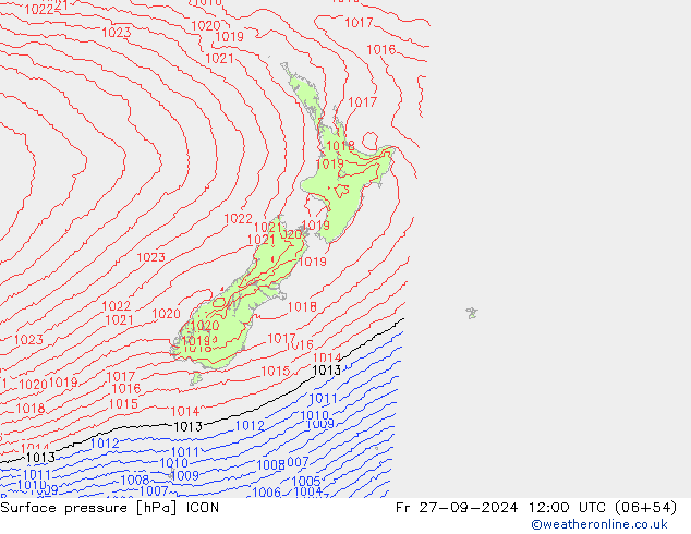 Atmosférický tlak ICON Pá 27.09.2024 12 UTC