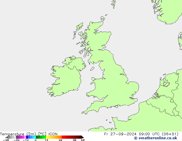 Temperatura (2m) ICON vie 27.09.2024 09 UTC