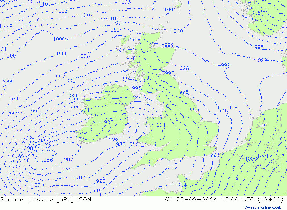 Yer basıncı ICON Çar 25.09.2024 18 UTC