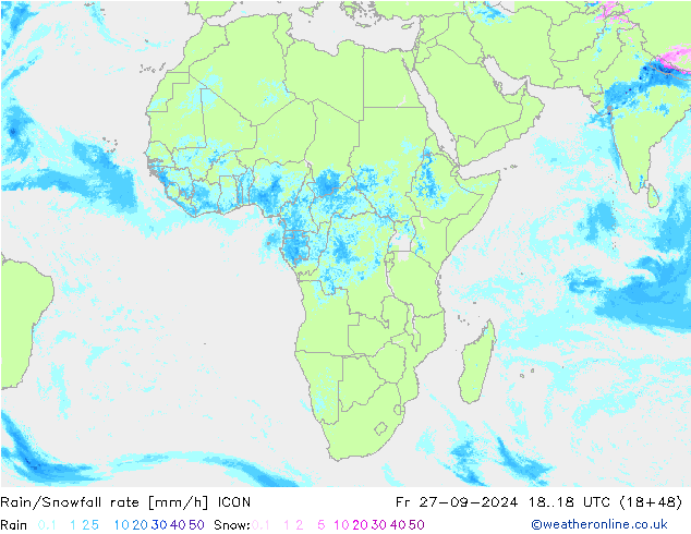 Regen/Schneefallrate ICON Fr 27.09.2024 18 UTC