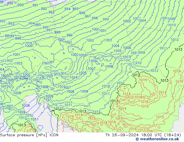 Luchtdruk (Grond) ICON do 26.09.2024 18 UTC