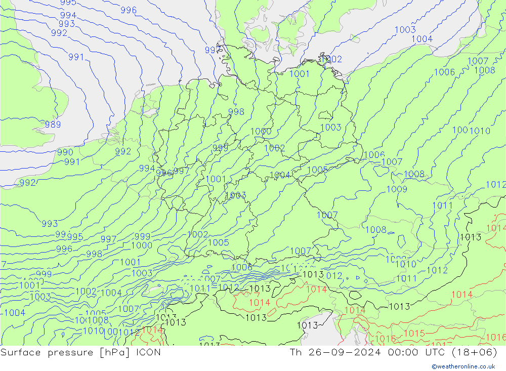 Bodendruck ICON Do 26.09.2024 00 UTC