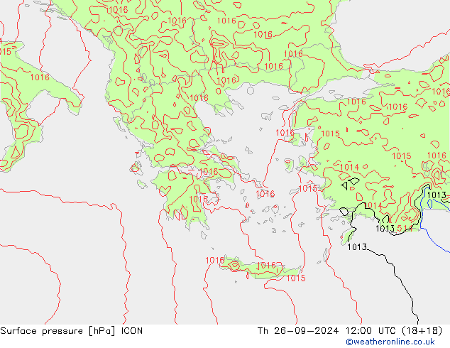 Yer basıncı ICON Per 26.09.2024 12 UTC