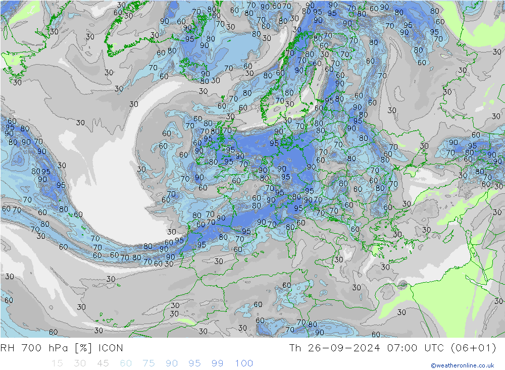 700 hPa Nispi Nem ICON Per 26.09.2024 07 UTC