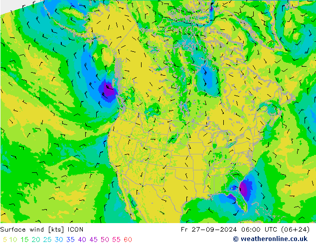 Surface wind ICON Fr 27.09.2024 06 UTC