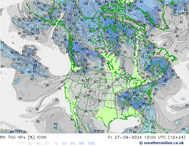 RH 700 hPa ICON Fr 27.09.2024 12 UTC