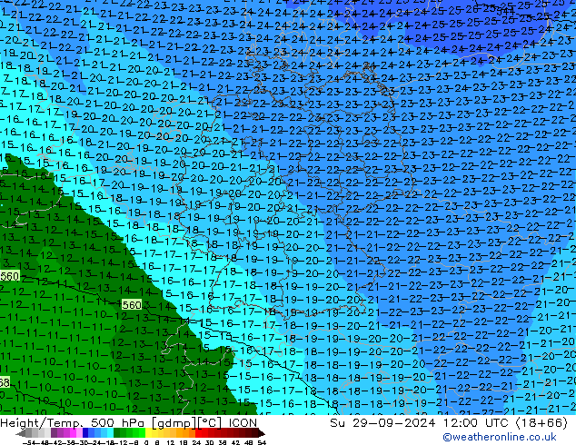 Geop./Temp. 500 hPa ICON dom 29.09.2024 12 UTC