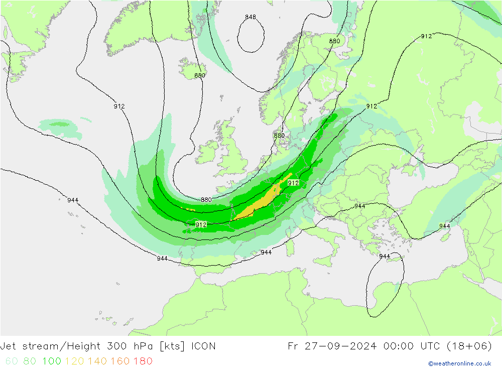 Jet stream ICON Sex 27.09.2024 00 UTC