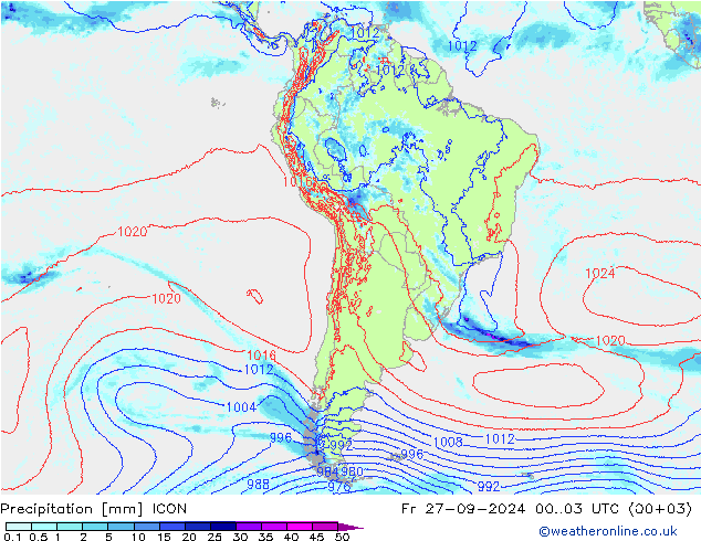 Precipitation ICON Fr 27.09.2024 03 UTC