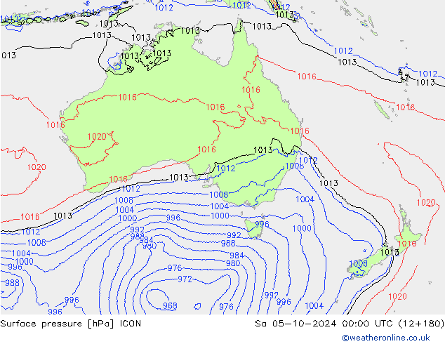 Luchtdruk (Grond) ICON za 05.10.2024 00 UTC