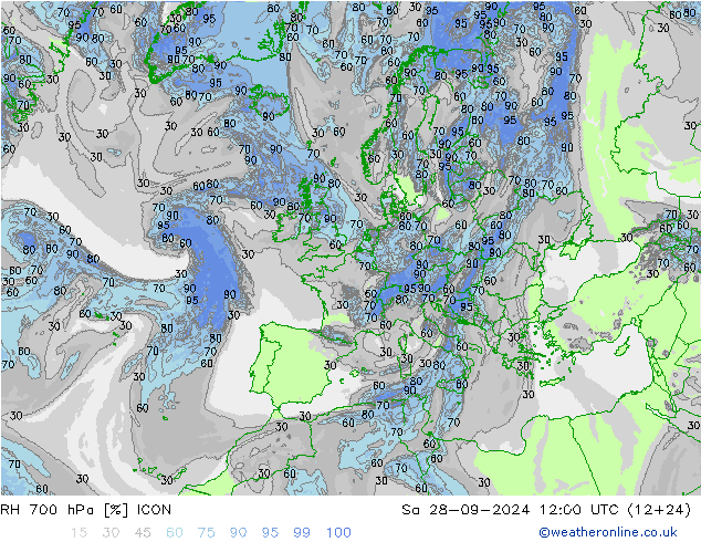 RV 700 hPa ICON za 28.09.2024 12 UTC