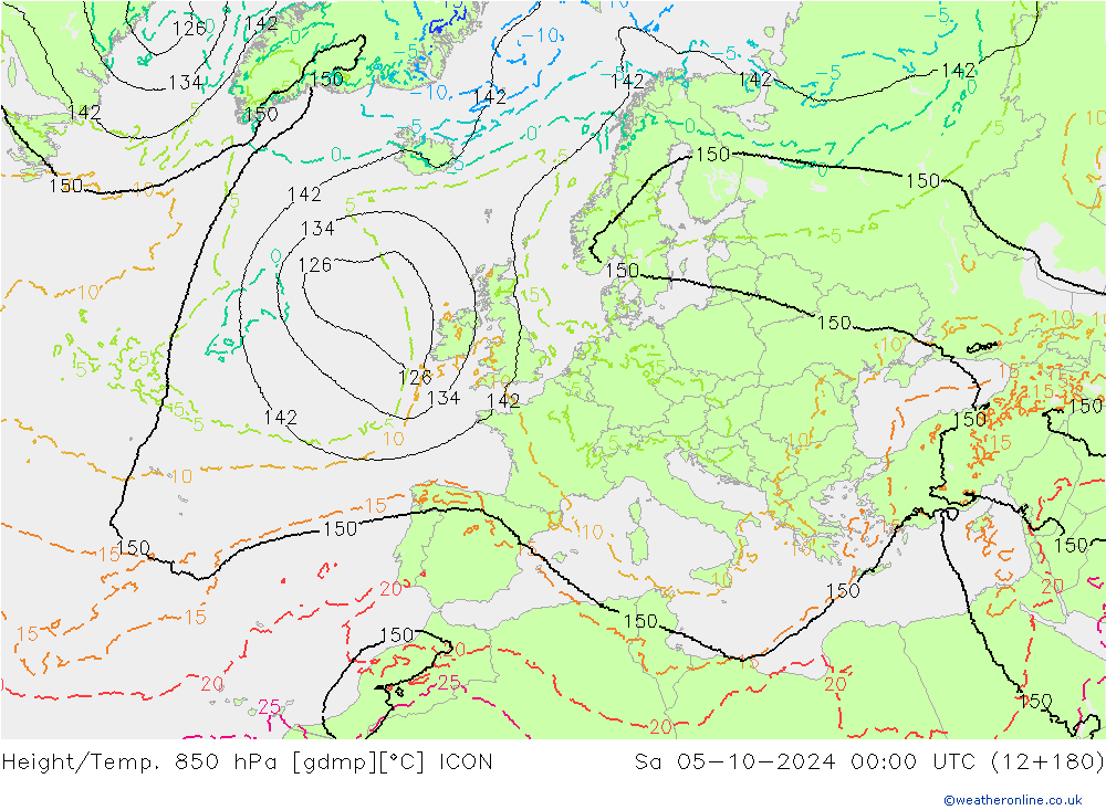 Hoogte/Temp. 850 hPa ICON za 05.10.2024 00 UTC