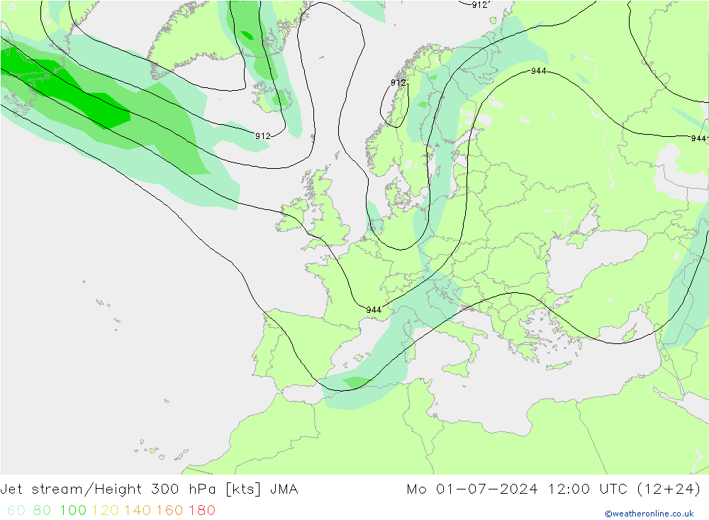 高速氣流 JMA 星期一 01.07.2024 12 UTC