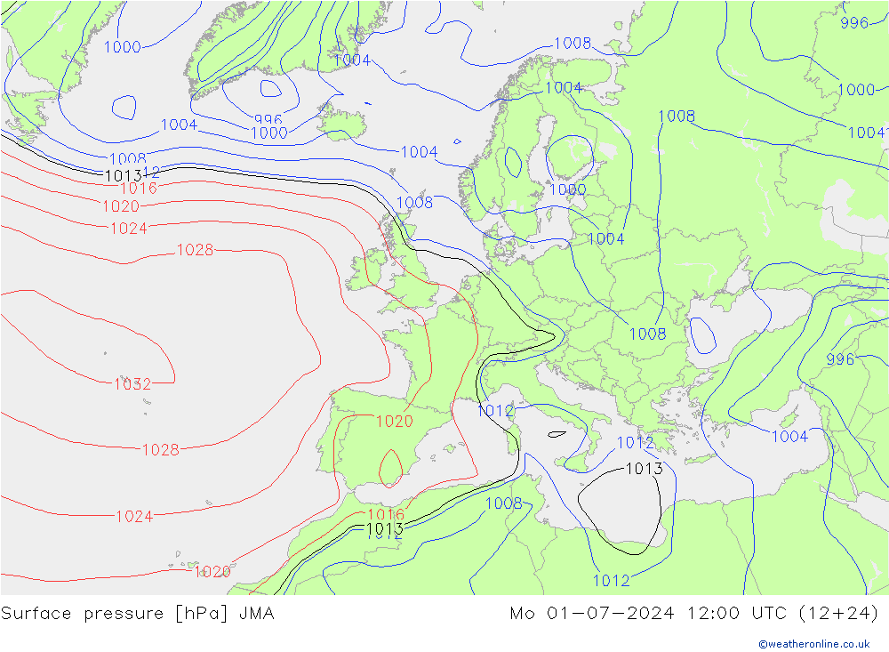 地面气压 JMA 星期一 01.07.2024 12 UTC