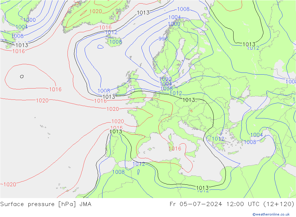 Surface pressure JMA Fr 05.07.2024 12 UTC