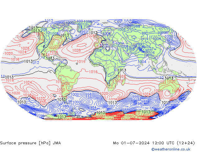 地面气压 JMA 星期一 01.07.2024 12 UTC