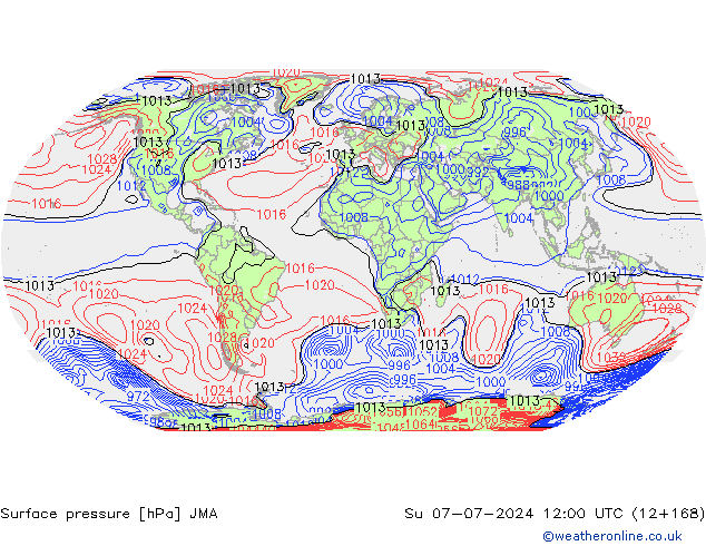 Surface pressure JMA Su 07.07.2024 12 UTC