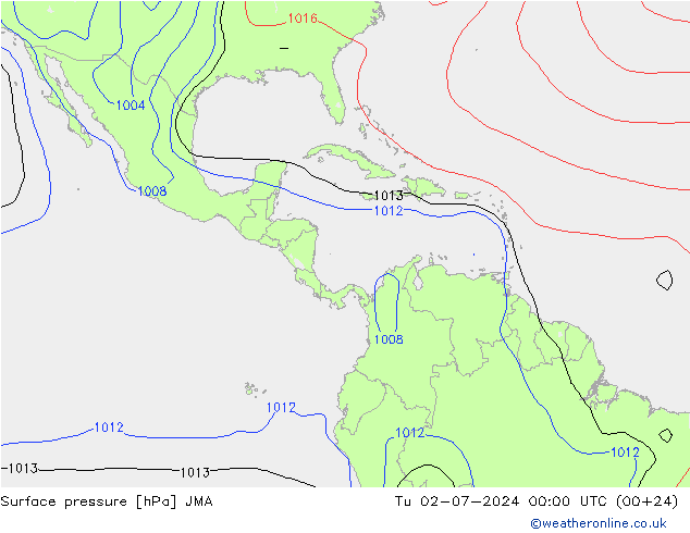 Luchtdruk (Grond) JMA di 02.07.2024 00 UTC