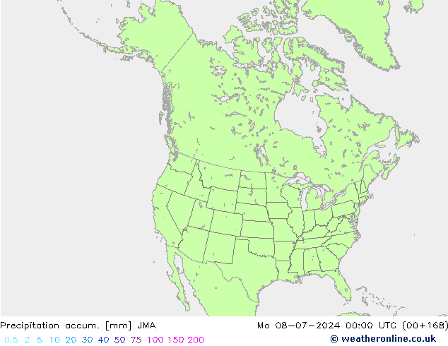 Totale neerslag JMA ma 08.07.2024 00 UTC