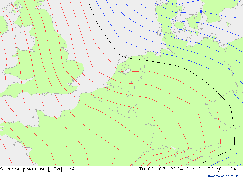 地面气压 JMA 星期二 02.07.2024 00 UTC