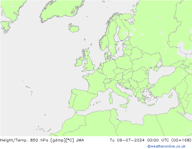 Hoogte/Temp. 850 hPa JMA di 09.07.2024 00 UTC