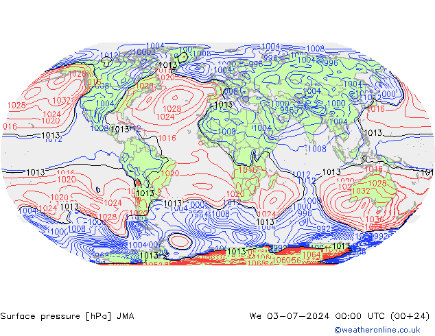 Luchtdruk (Grond) JMA wo 03.07.2024 00 UTC