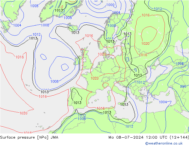 地面气压 JMA 星期一 08.07.2024 12 UTC