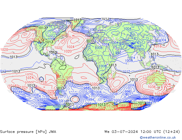 地面气压 JMA 星期三 03.07.2024 12 UTC