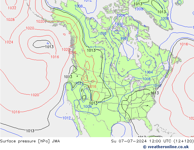 地面气压 JMA 星期日 07.07.2024 12 UTC