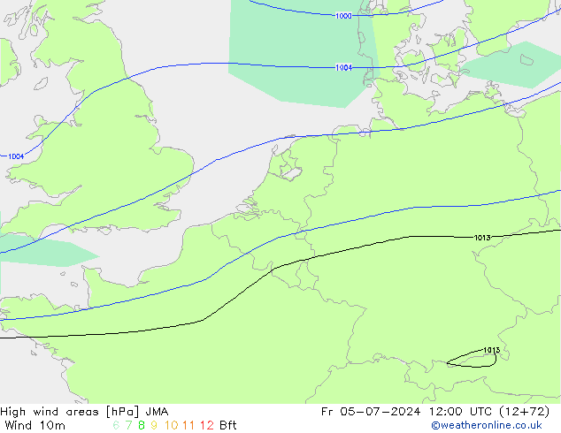 Windvelden JMA vr 05.07.2024 12 UTC