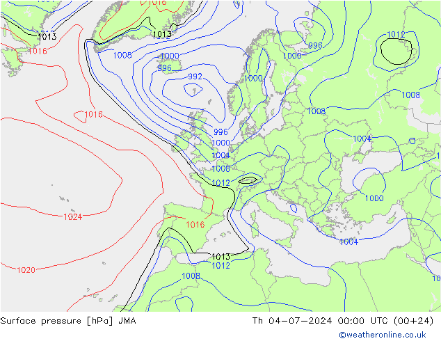Luchtdruk (Grond) JMA do 04.07.2024 00 UTC