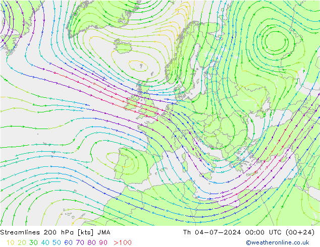 风 200 hPa JMA 星期四 04.07.2024 00 UTC