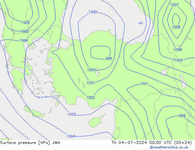 Luchtdruk (Grond) JMA do 04.07.2024 00 UTC
