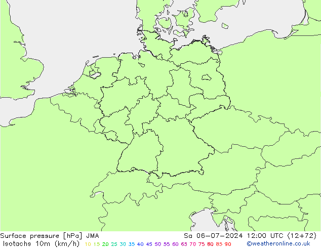 Isotachen (km/h) JMA za 06.07.2024 12 UTC