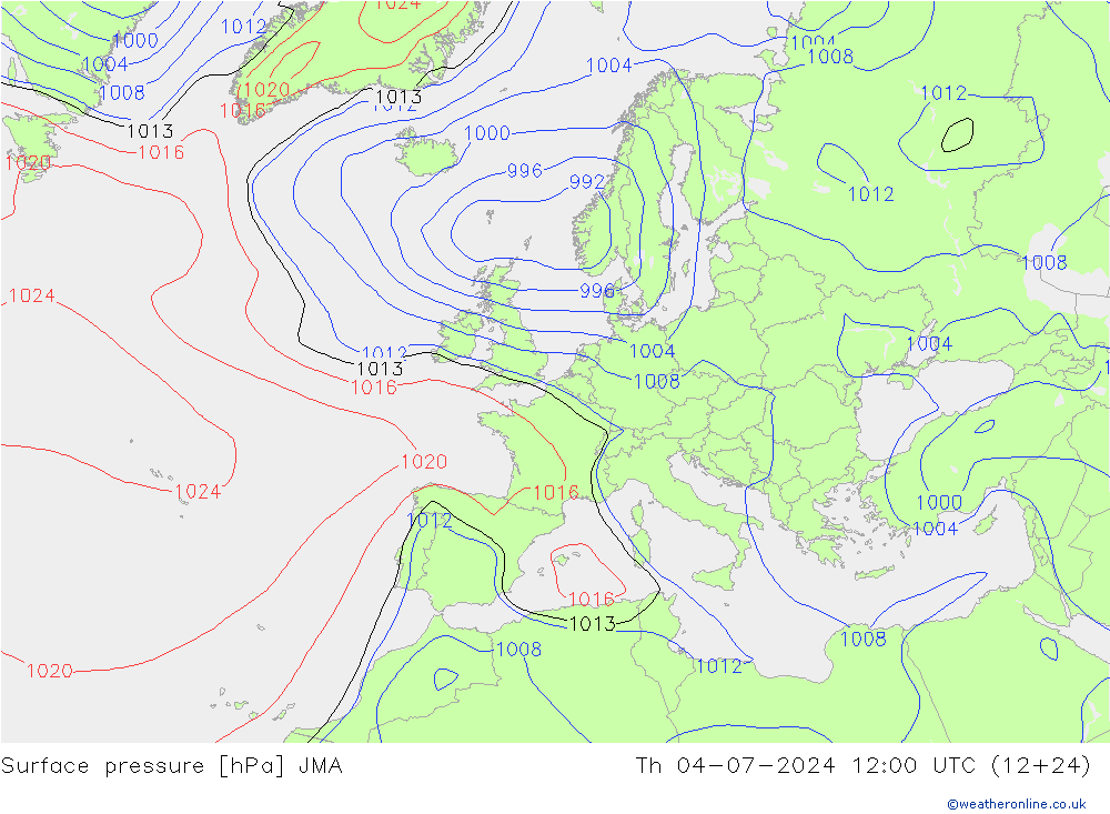 地面气压 JMA 星期四 04.07.2024 12 UTC