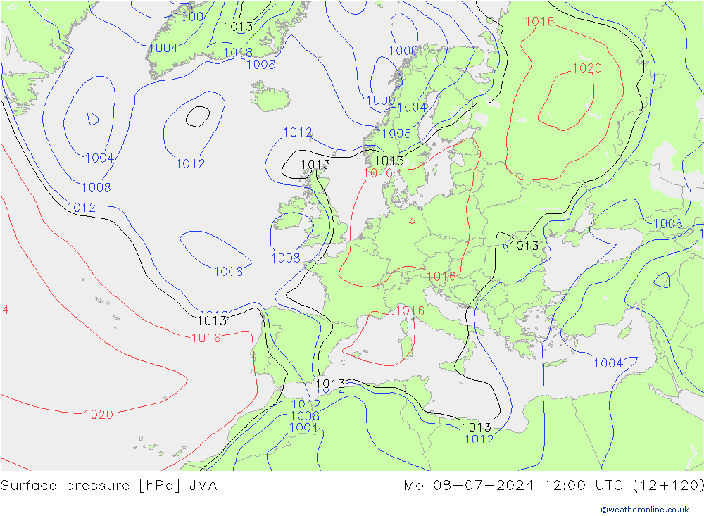 Luchtdruk (Grond) JMA ma 08.07.2024 12 UTC