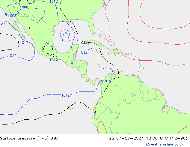Luchtdruk (Grond) JMA zo 07.07.2024 12 UTC
