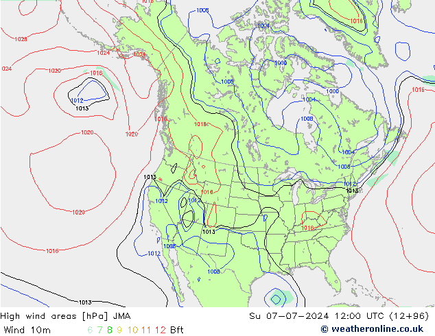 Windvelden JMA zo 07.07.2024 12 UTC