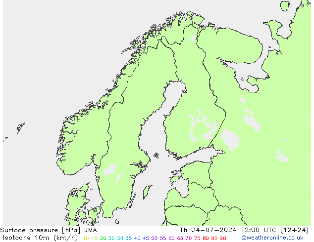 Isotachen (km/h) JMA do 04.07.2024 12 UTC