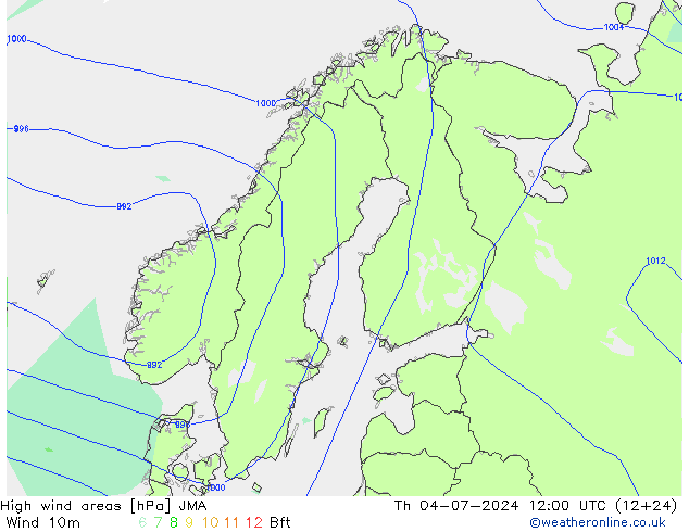 High wind areas JMA 星期四 04.07.2024 12 UTC