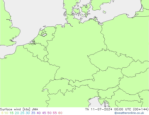 Wind 10 m JMA do 11.07.2024 00 UTC