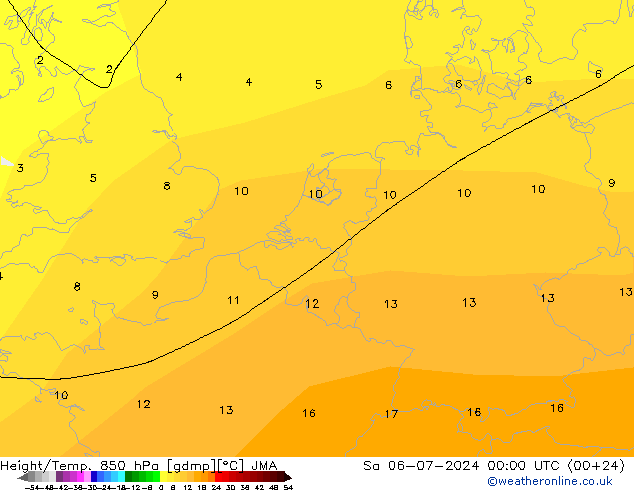 Hoogte/Temp. 850 hPa JMA za 06.07.2024 00 UTC